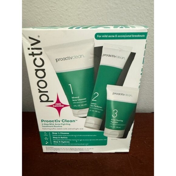 Proactiv Clean 3 Step Mild Acne Fighting Treatment Cleanse Refine Hydrate Patch - Picture 1 of 7